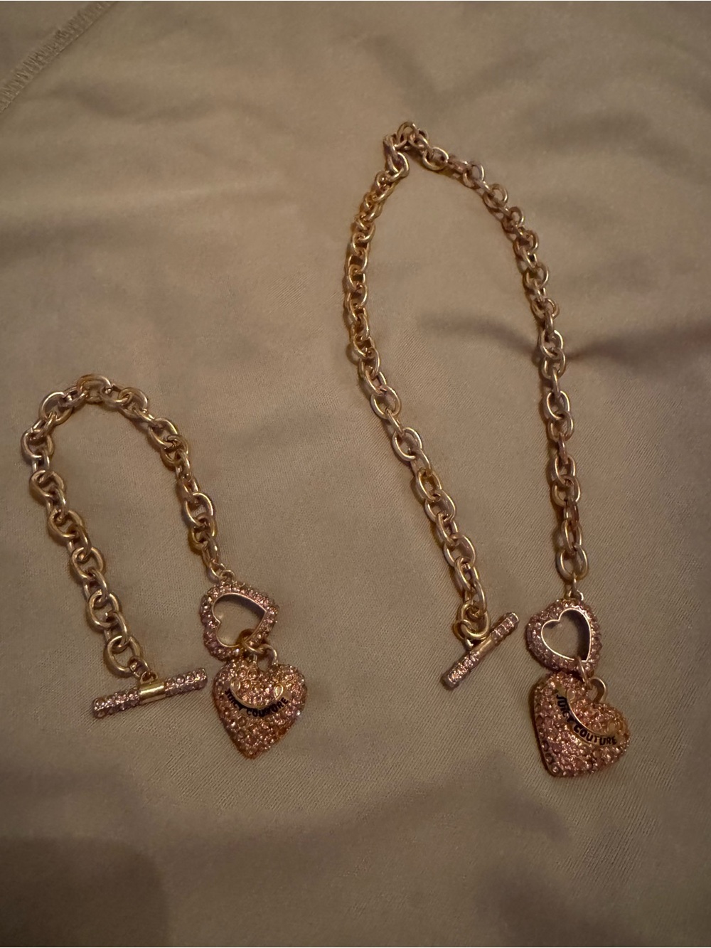 Juicy Couture Gold-Tone Heart Charm Bracelet Duo with Pavé Accents